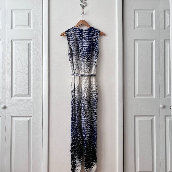 Diane Von Furstenberg Kawena Silk Jumpsuit in Shaded Curtain Navy - Picture 8 of 9